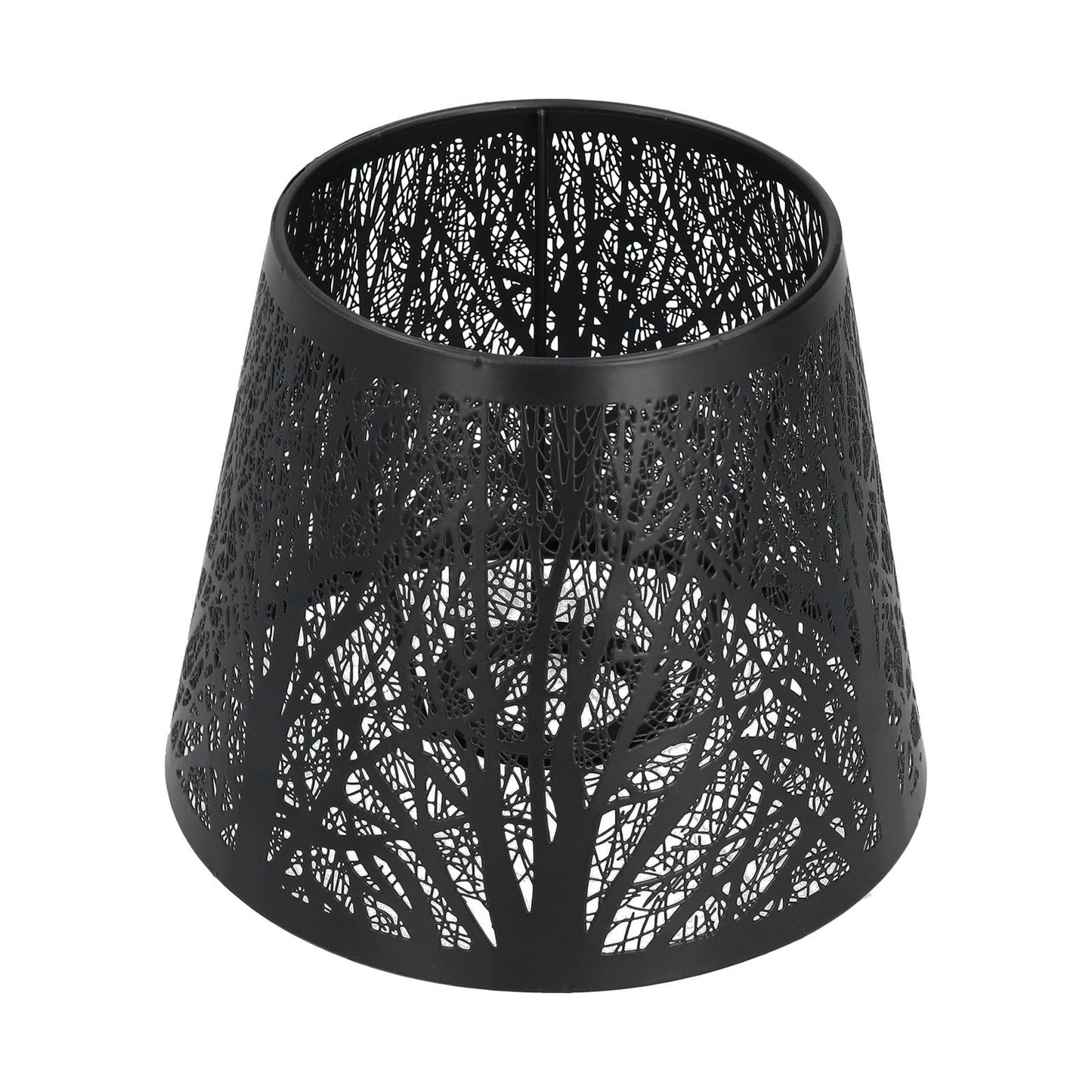 Wrought Iron Lampshade Carved Forest Tree Shaped E27 Mini Lamp Shade for Table Lamp Bedroom Bedside DecorBlack
