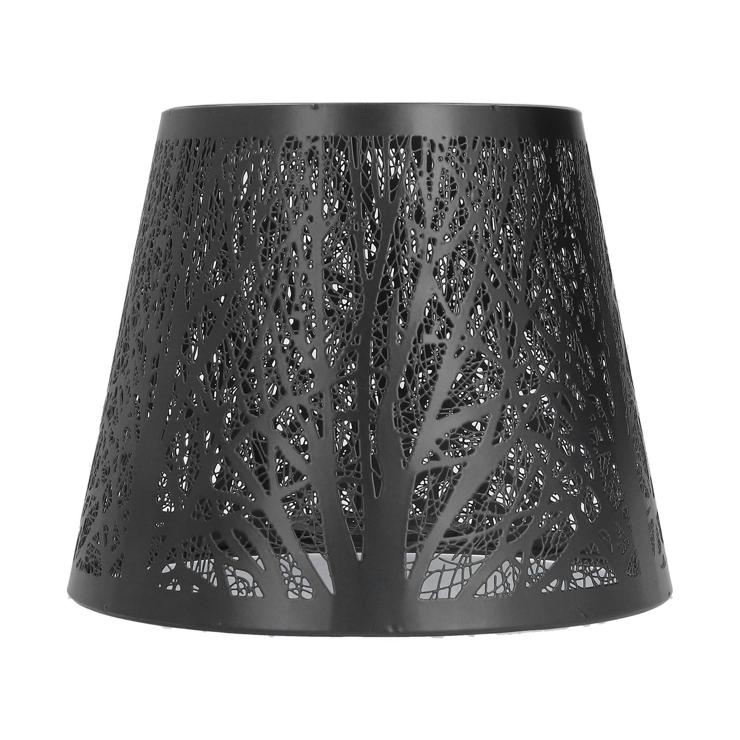 Wrought Iron Lampshade Carved Forest Tree Shaped E27 Mini Lamp Shade for Table Lamp Bedroom Bedside DecorBlack