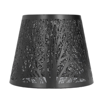 Wrought Iron Lampshade Carved Forest Tree Shaped E27 Mini Lamp Shade for Table Lamp Bedroom Bedside DecorBlack