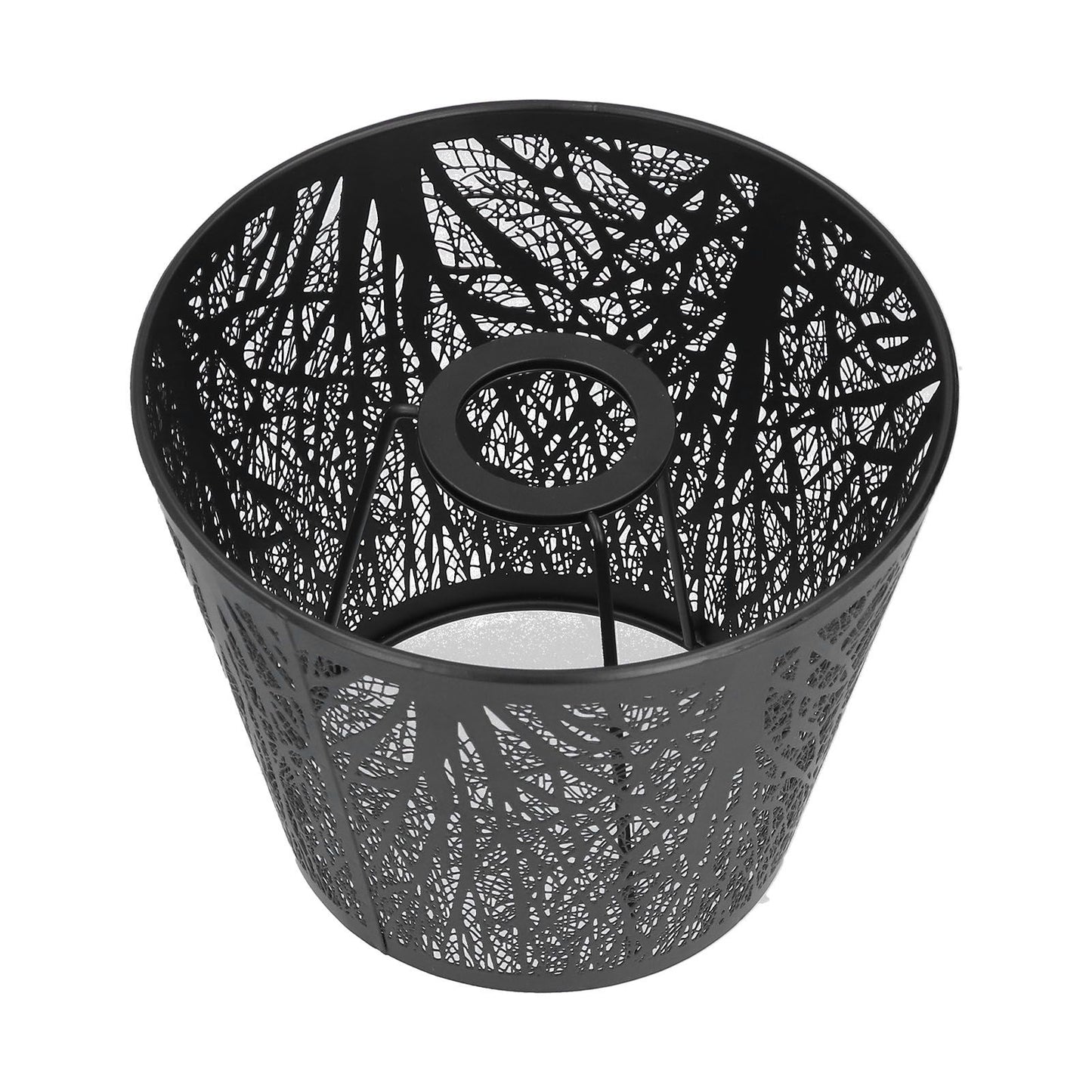 Wrought Iron Lampshade Carved Forest Tree Shaped E27 Mini Lamp Shade for Table Lamp Bedroom Bedside DecorBlack