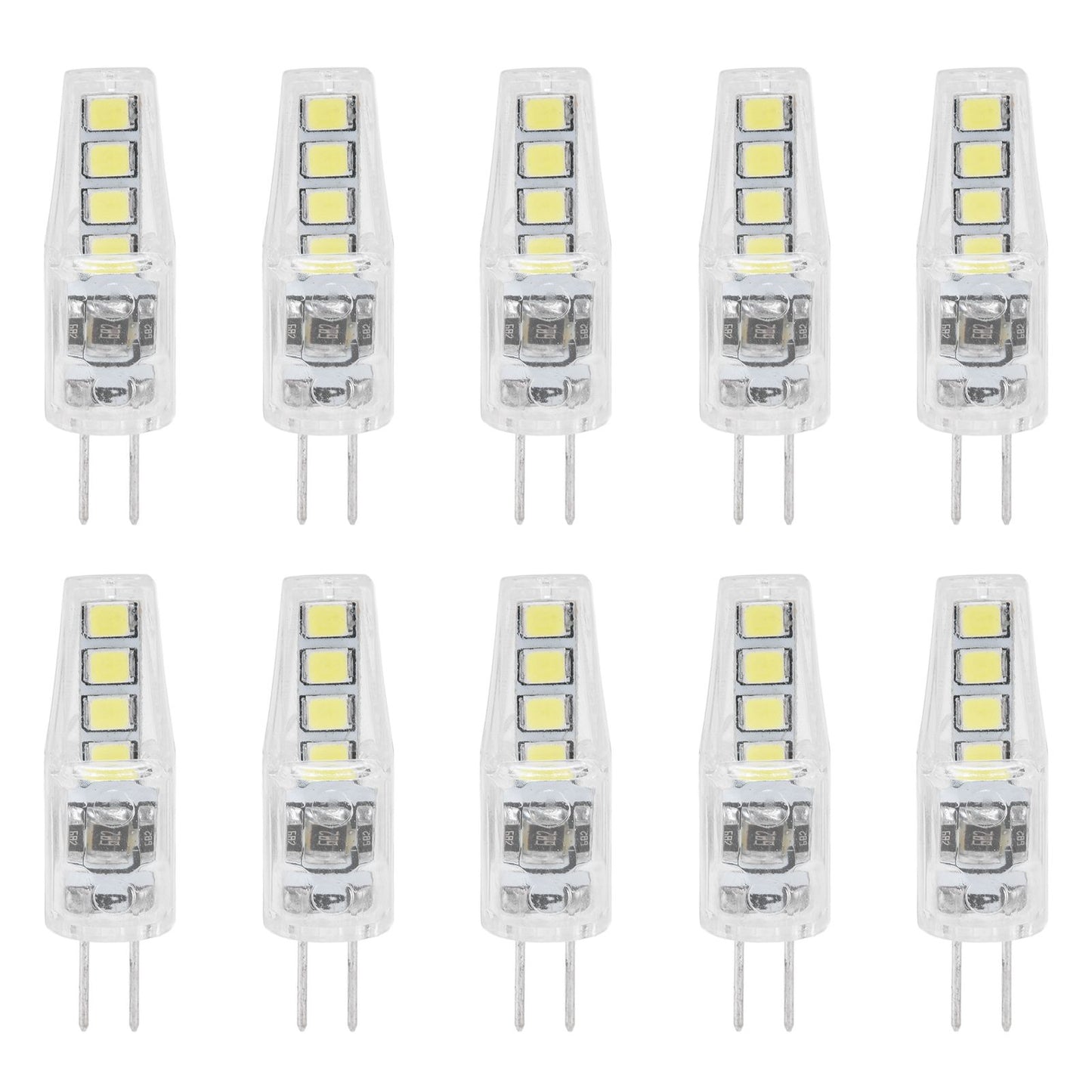 10Pcs G4 8LED Light 2835 Lamp Chips 2W 360 Angle PC Lamp Bulb for Home Office 220VWhite Light