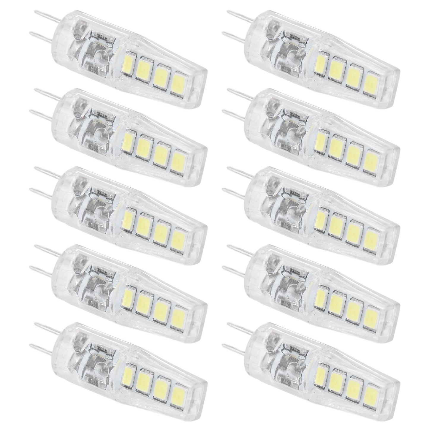 10Pcs G4 8LED Light 2835 Lamp Chips 2W 360 Angle PC Lamp Bulb for Home Office 220VWhite Light