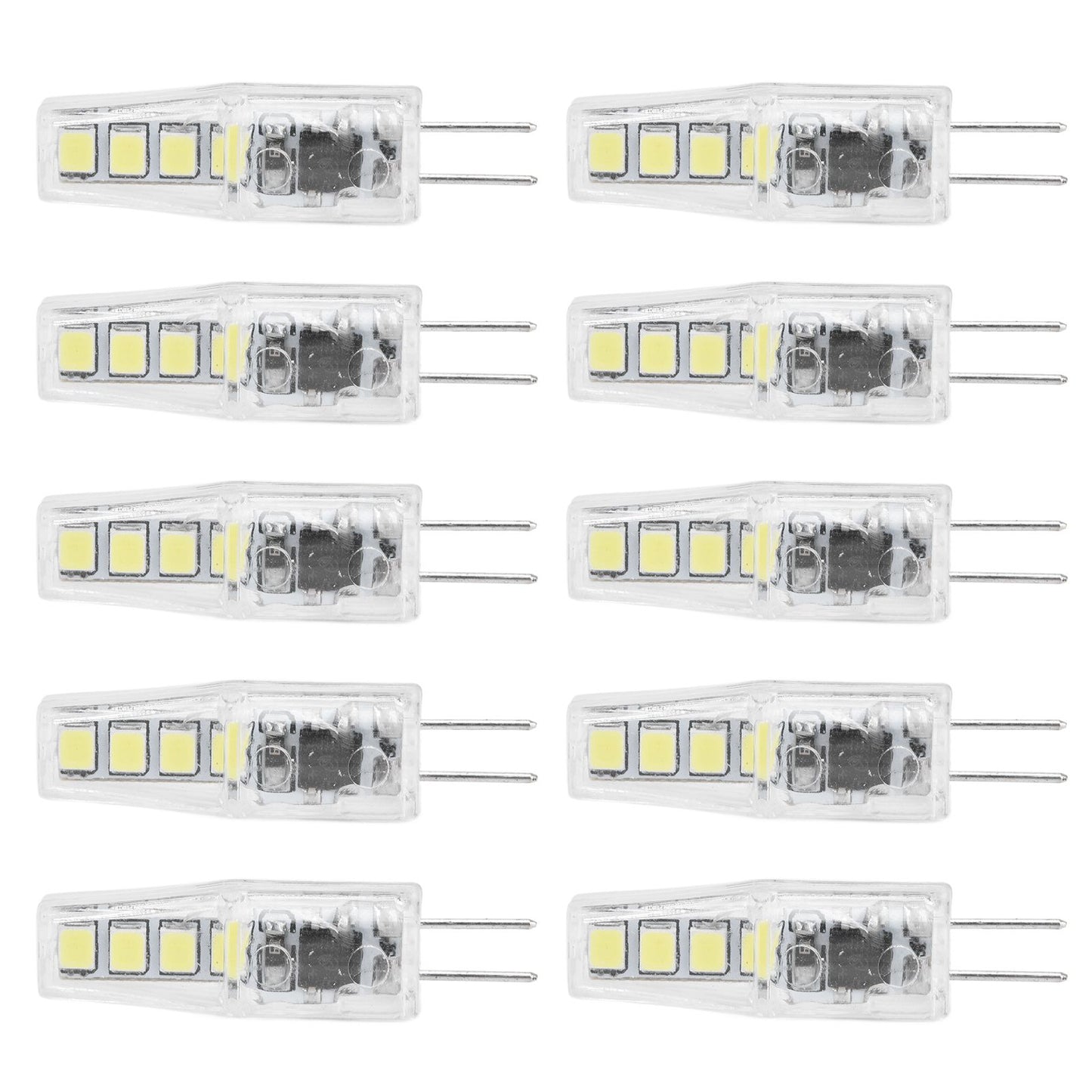 10Pcs G4 8LED Light 2835 Lamp Chips 2W 360 Angle PC Lamp Bulb for Home Office 220VWhite Light