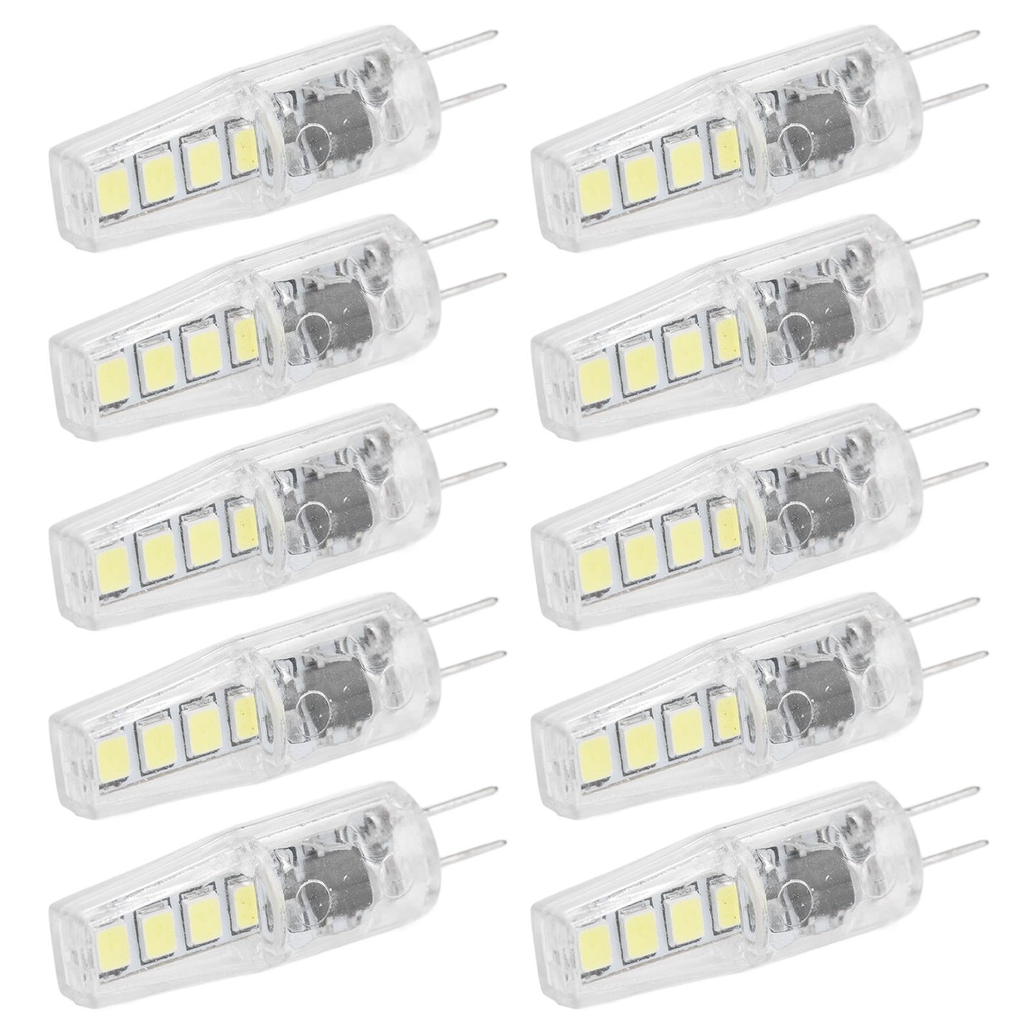 10Pcs G4 8LED Light 2835 Lamp Chips 2W 360 Angle PC Lamp Bulb for Home Office 220VWhite Light