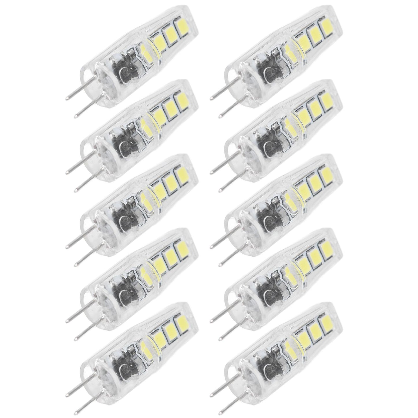 10Pcs G4 8LED Light 2835 Lamp Chips 2W 360 Angle PC Lamp Bulb for Home Office 220VWhite Light