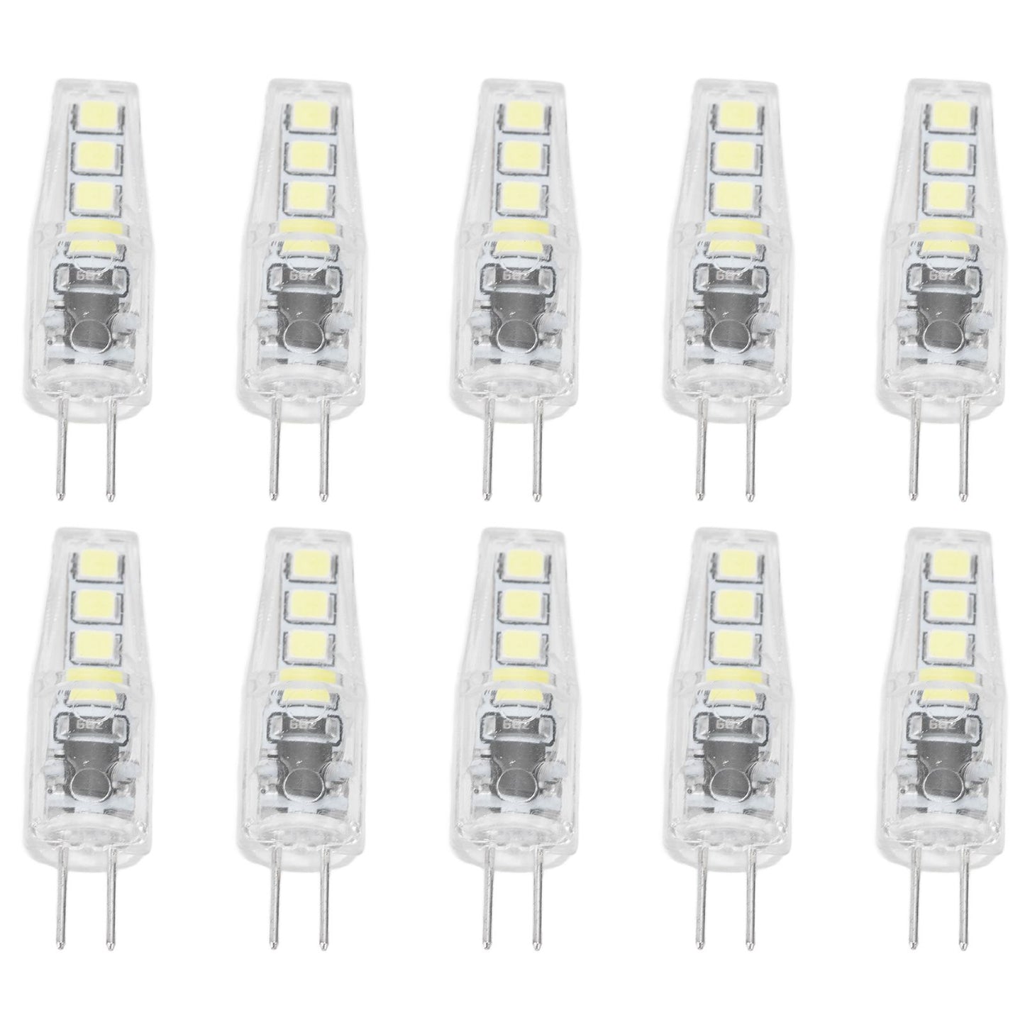 10Pcs G4 8LED Light 2835 Lamp Chips 2W 360 Angle PC Lamp Bulb for Home Office 220VWhite Light