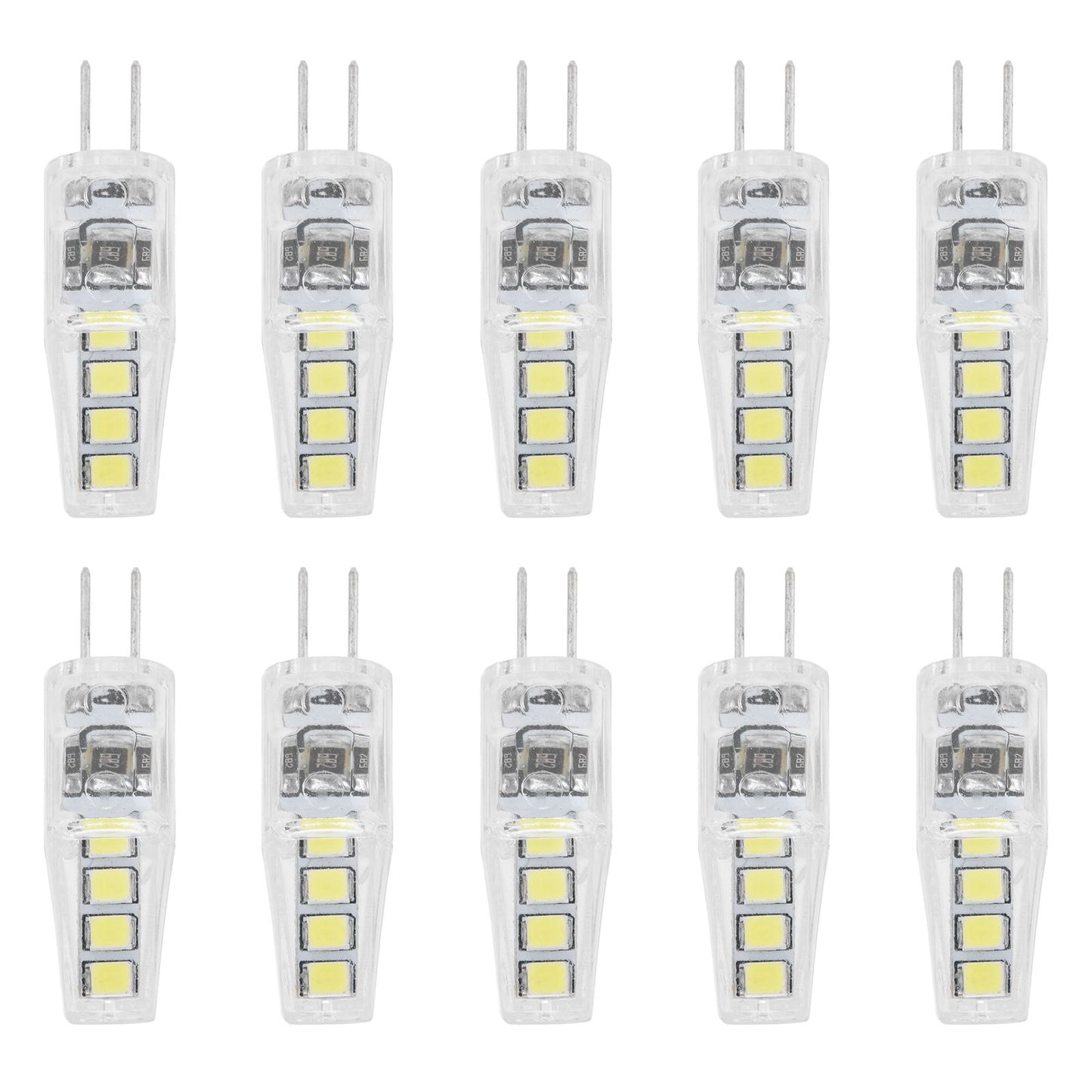 10Pcs G4 8LED Light 2835 Lamp Chips 2W 360 Angle PC Lamp Bulb for Home Office 220VWhite Light