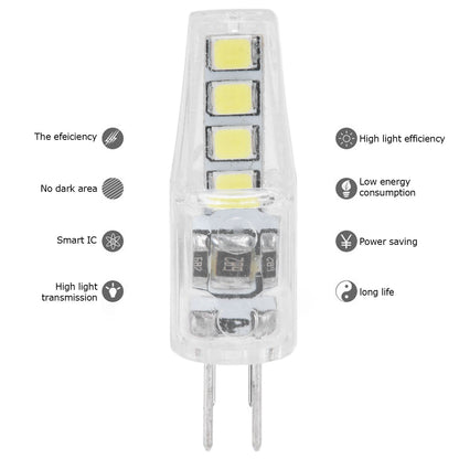 10Pcs G4 8LED Light 2835 Lamp Chips 2W 360 Angle PC Lamp Bulb for Home Office 220VWhite Light