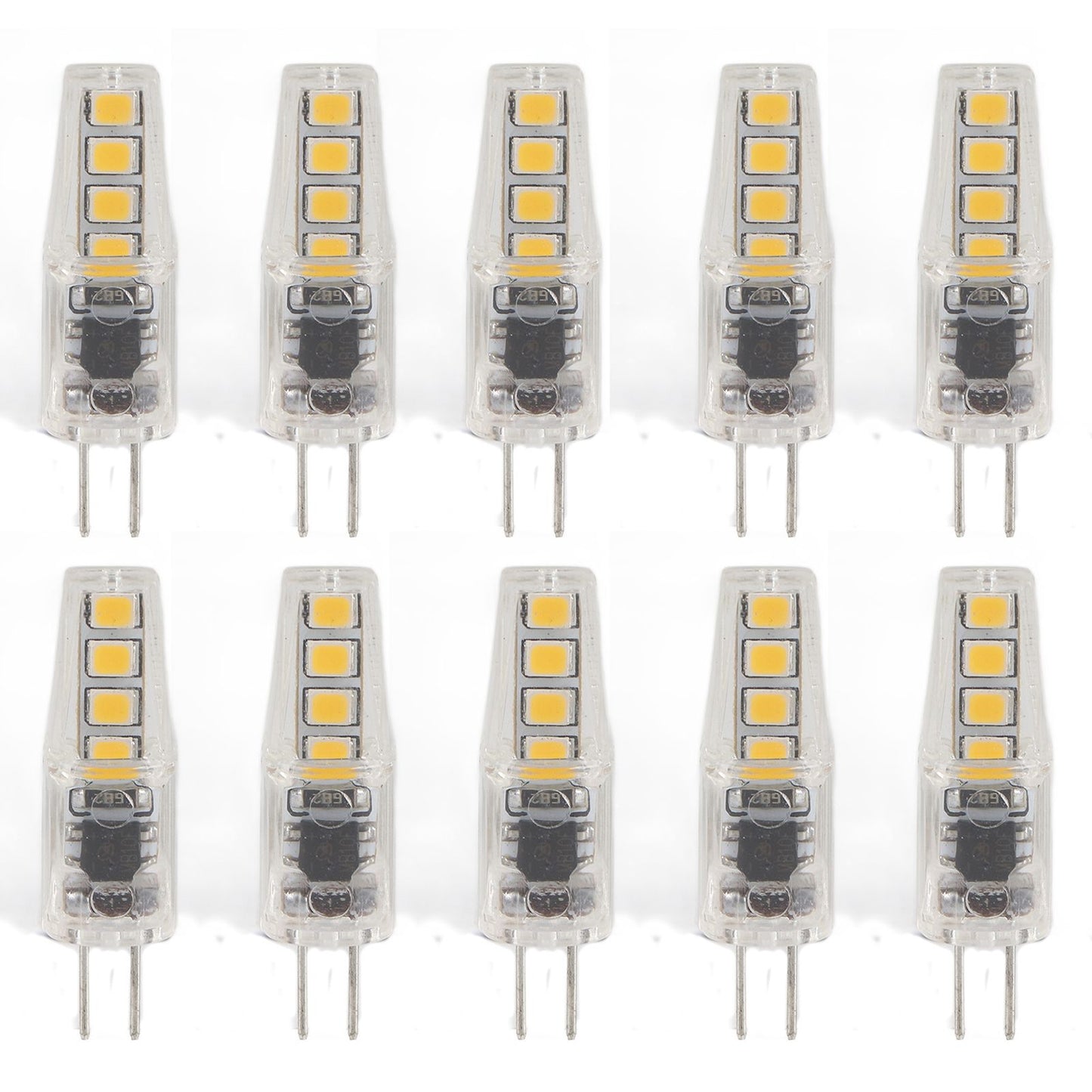 10Pcs G4 8LED Light 2835 Lamp Chips 2W 360 Angle PC Lamp Bulb for Home Office 220VWarm Light