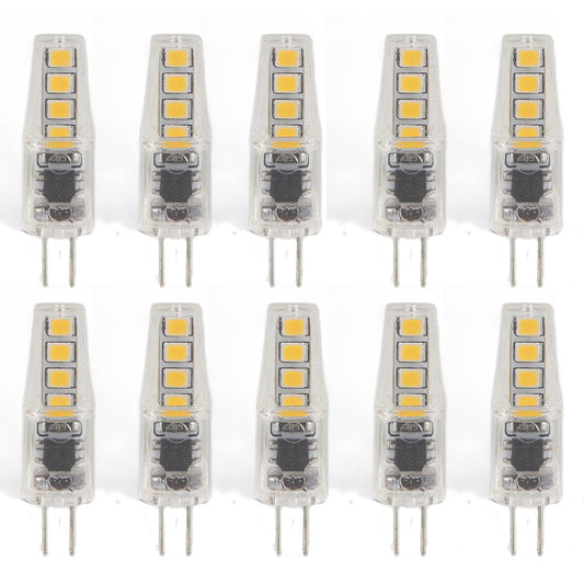 10Pcs G4 8LED Light 2835 Lamp Chips 2W 360 Angle PC Lamp Bulb for Home Office 220VWarm Light