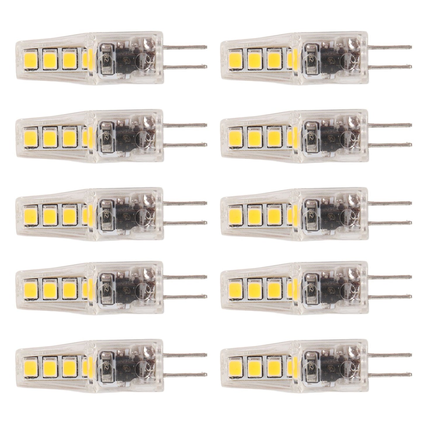 10Pcs G4 8LED Light 2835 Lamp Chips 2W 360 Angle PC Lamp Bulb for Home Office 220VWarm Light