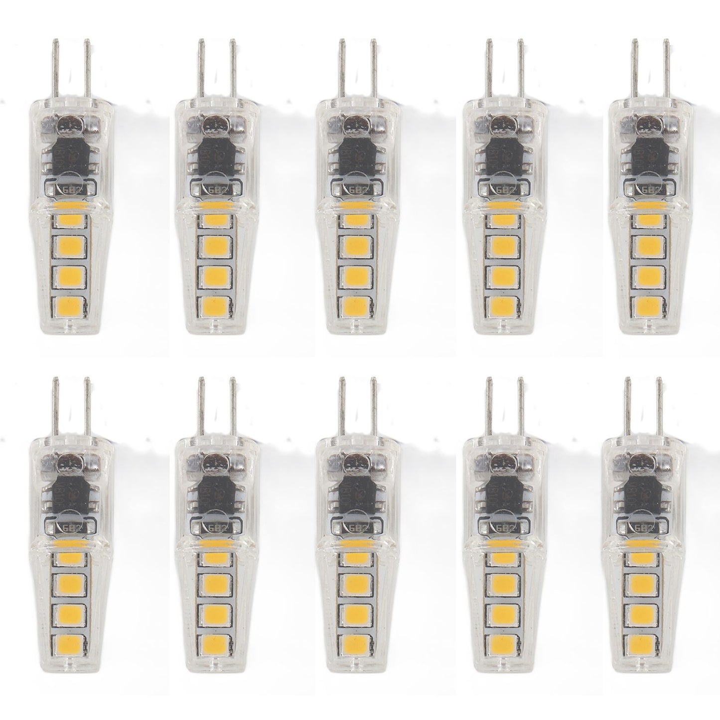 10Pcs G4 8LED Light 2835 Lamp Chips 2W 360 Angle PC Lamp Bulb for Home Office 220VWarm Light