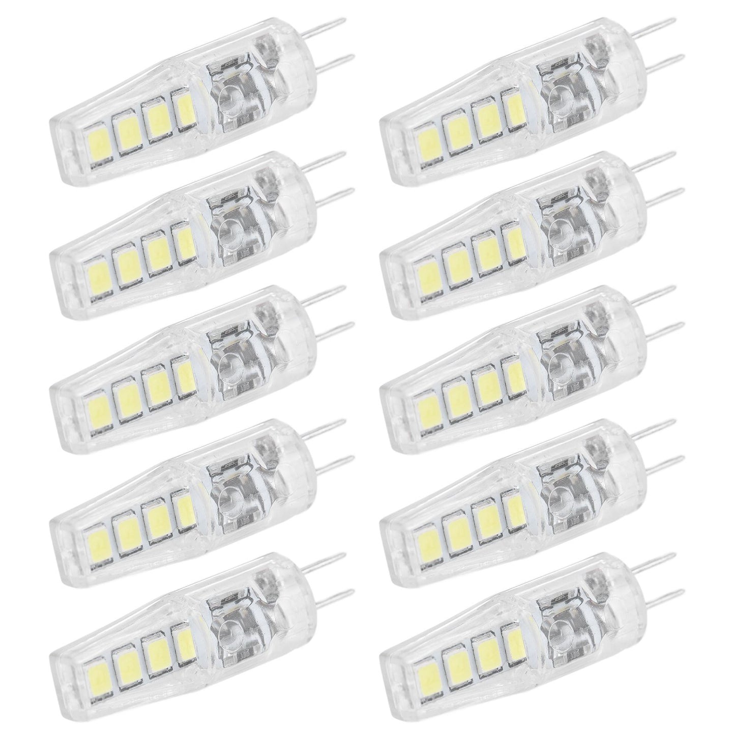10Pcs G4 8LED Light 2835 Lamp Chips 2W 360 Angle PC Lamp Bulb for Home Office 220VWarm Light
