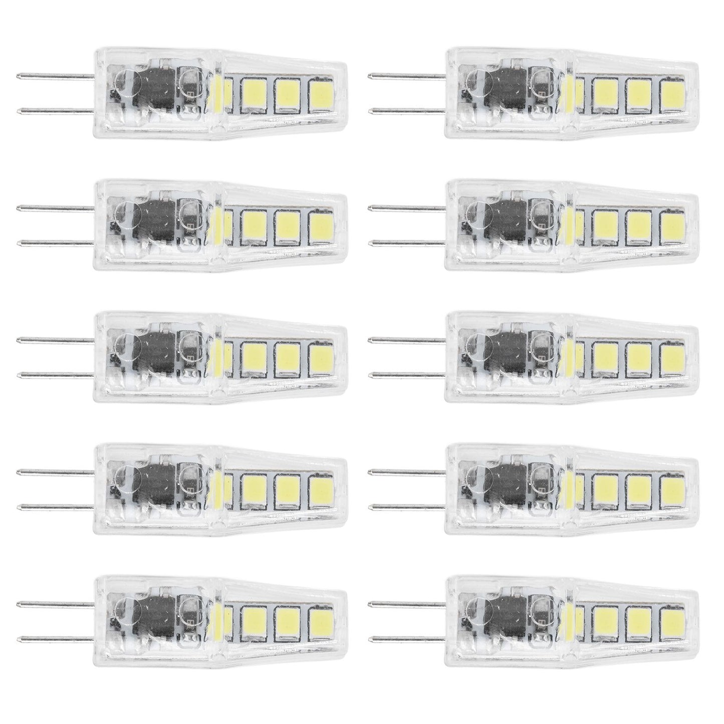 10Pcs G4 8LED Light 2835 Lamp Chips 2W 360 Angle PC Lamp Bulb for Home Office 220VWarm Light