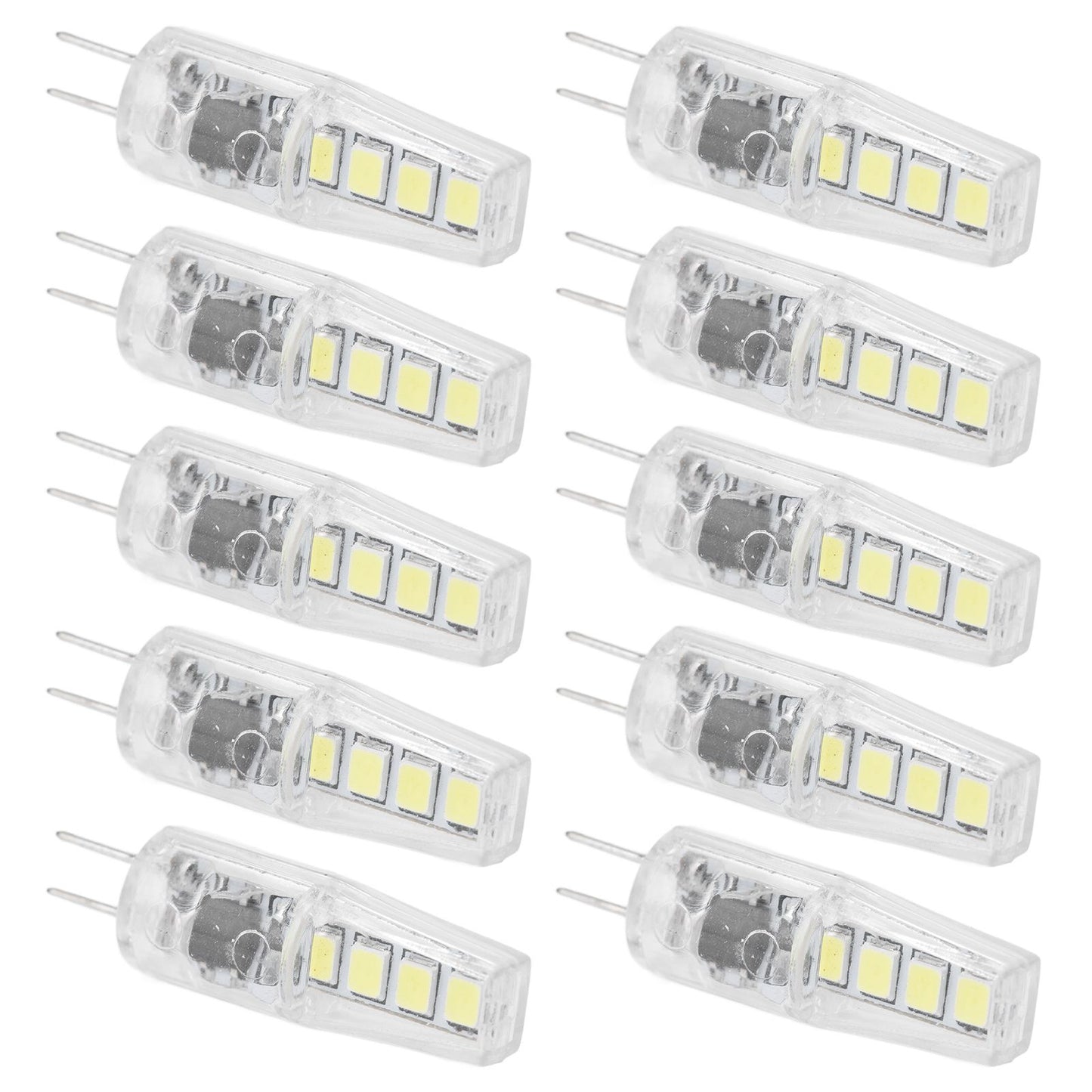 10Pcs G4 8LED Light 2835 Lamp Chips 2W 360 Angle PC Lamp Bulb for Home Office 220VWarm Light