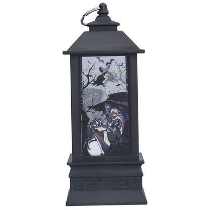 Halloween Lantern LED Witch Pattern Night Light Simulated Candle Flame Light for Party Bar