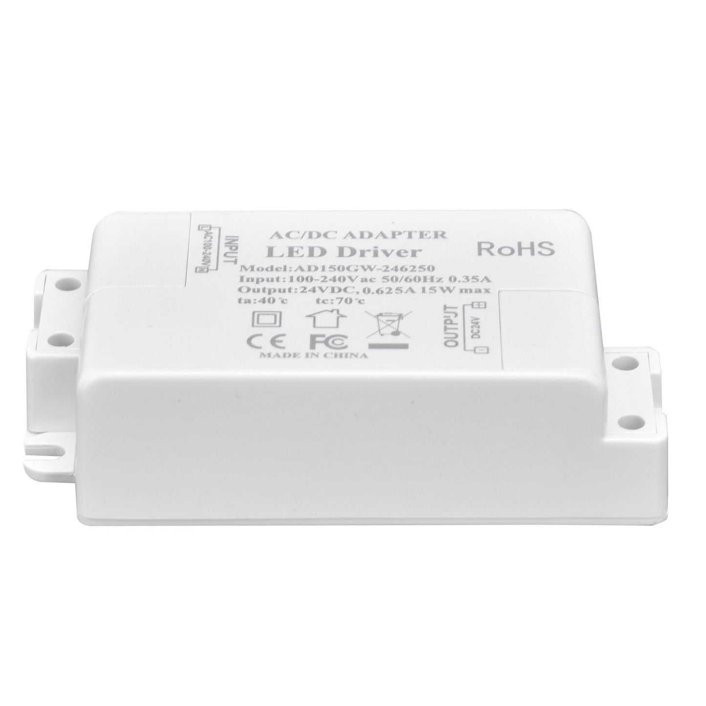 LED Driver DC24V 0.625A 15W DIY Lamp Low Voltage LED Driver Transformer AC 100‑240V