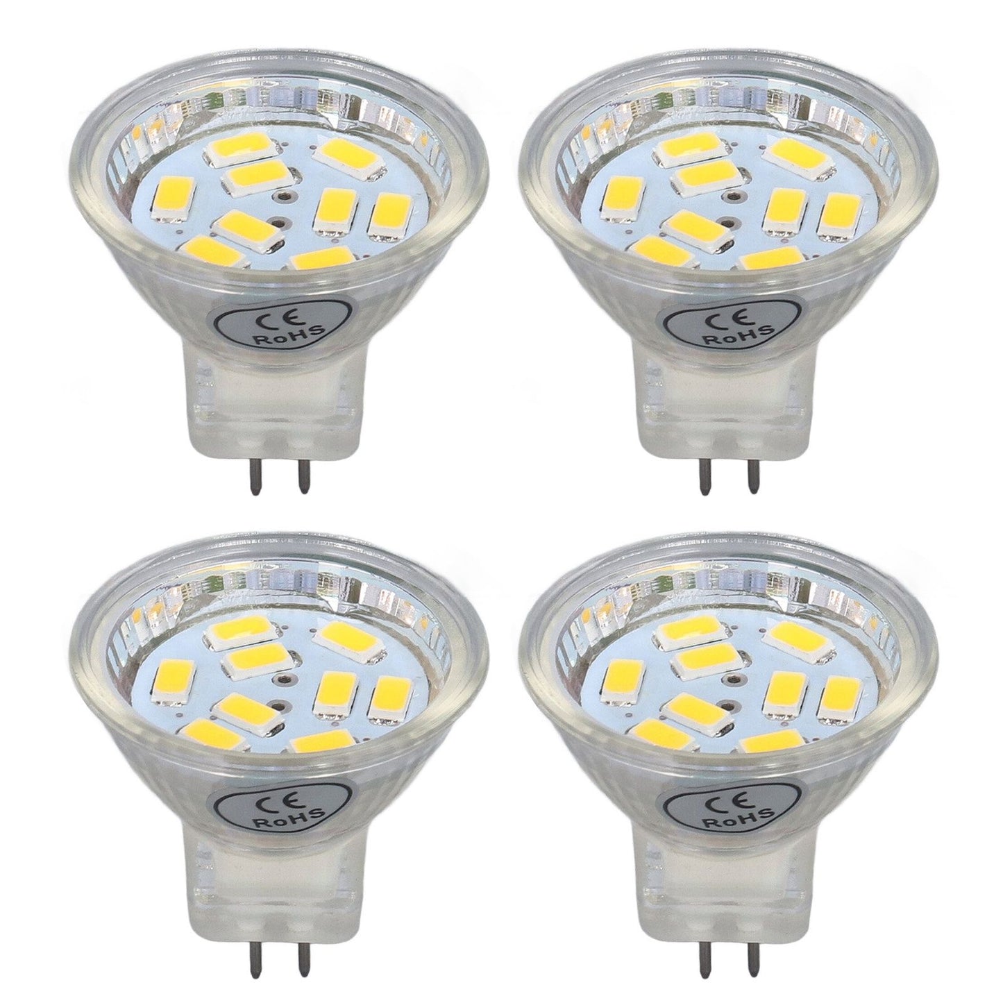 4Pcs MR11 LED Bulb 3W 300lm Bulb with 9 Beads Double Pin Base for Spotlight Landscape LampWarm White Light