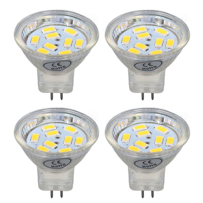 4Pcs MR11 LED Bulb 3W 300lm Bulb with 9 Beads Double Pin Base for Spotlight Landscape LampWarm White Light