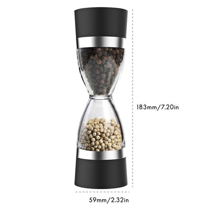 Stainless Steel Salt and Pepper Grinder Set 2 In 1 Seasoning Tank with Adjustable Grind Size