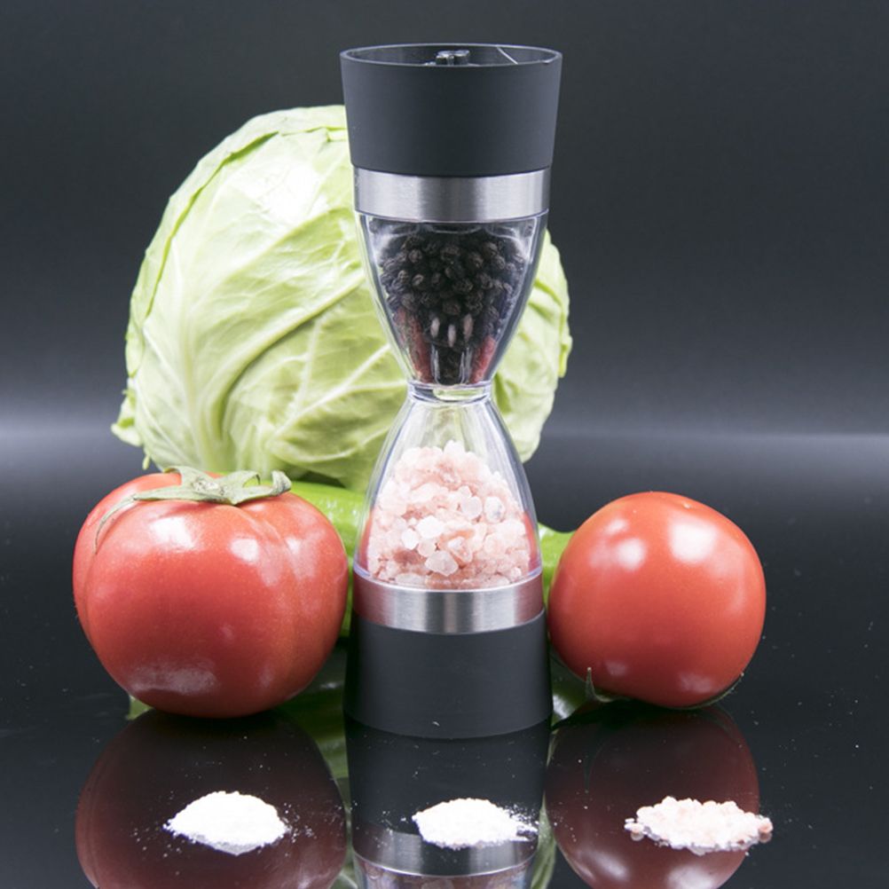 Stainless Steel Salt and Pepper Grinder Set 2 In 1 Seasoning Tank with Adjustable Grind Size