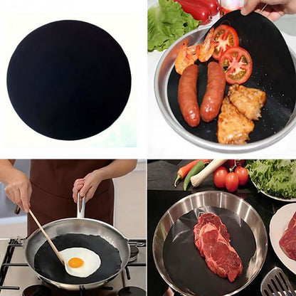 2 Pack 24cm Round Non Stick High Temperature Pan Frying Pan Liner Sheet Cooking Wok Sheet Pad for Kitchen BBQ Baking
