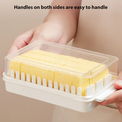 Butter Dish with Lid for Countertop Plastic Butter Keeper and Cutting Slot for Dividing and Storing Butter Container