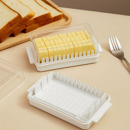 Butter Dish with Lid for Countertop Plastic Butter Keeper and Cutting Slot for Dividing and Storing Butter Container