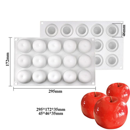 Christmas Eve 15 Cavity Apple Design Silicone Cake Molds Chocolate Mousse Pastry Bakeware Moulds Kitchen Dessert Baking Tools