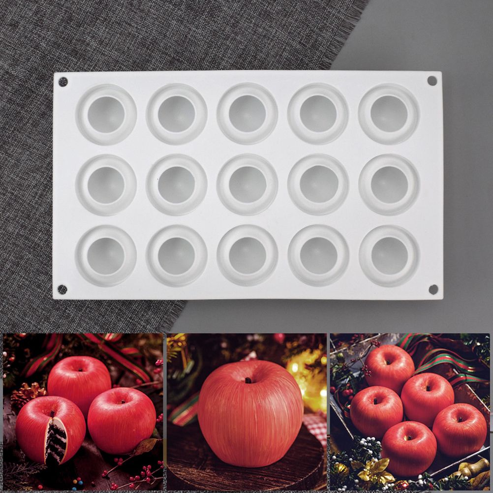 Christmas Eve 15 Cavity Apple Design Silicone Cake Molds Chocolate Mousse Pastry Bakeware Moulds Kitchen Dessert Baking Tools