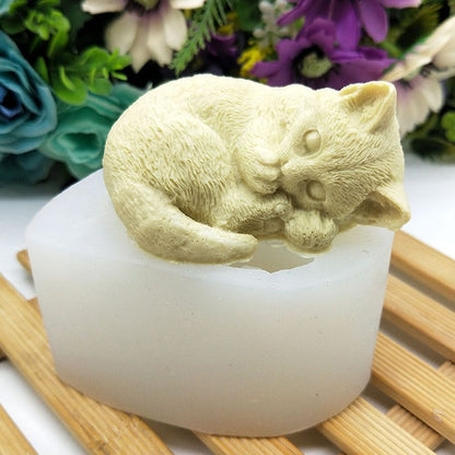 Silicone Cat Mold Cute Cat Soap Mold for Candles Mousse Cake Mold 3D Cartoon Cat Epoxy Mold DIY Baking Mould