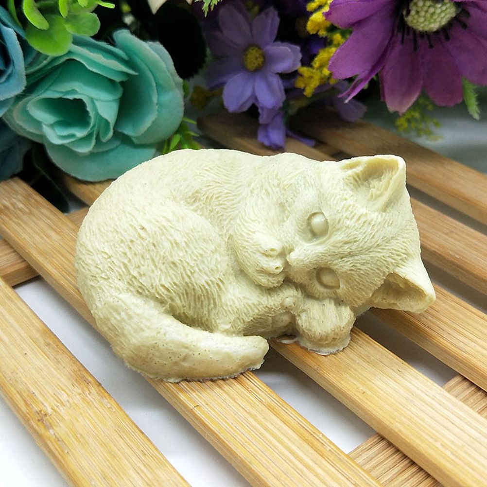 Silicone Cat Mold Cute Cat Soap Mold for Candles Mousse Cake Mold 3D Cartoon Cat Epoxy Mold DIY Baking Mould
