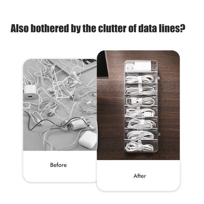8 Grids Clear Plastic Cable Storage Box Data Cable Storage Container Save Space Cable Management Box for Storing Earrings Rings and Data Cables