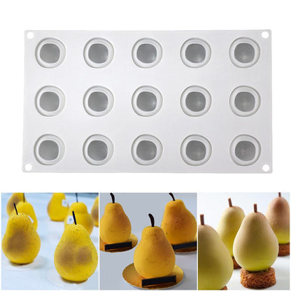 15 Cavities Pear Shape Silicone Mold for Mousse Cake French Dessert 3D Silicone Mold Cake Decorating Mold Non Stick