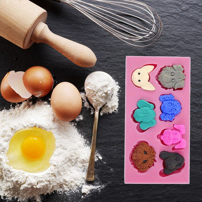 Chocolate Molds Cartoon Dog Candy Molds Cake Mold Silicone Baking Mold Fondant Mold for Home Kitchen DIY Baking Tools