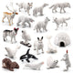 18PCS Polar Arctic Animal Toy Figurines Set Includes White Wolf White Owl White Arctic Rabbit Arctic Husky and Igloo Simulation Animal Model Gift for Kids