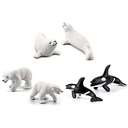 18PCS Polar Arctic Animal Toy Figurines Set Includes White Wolf White Owl White Arctic Rabbit Arctic Husky and Igloo Simulation Animal Model Gift for Kids