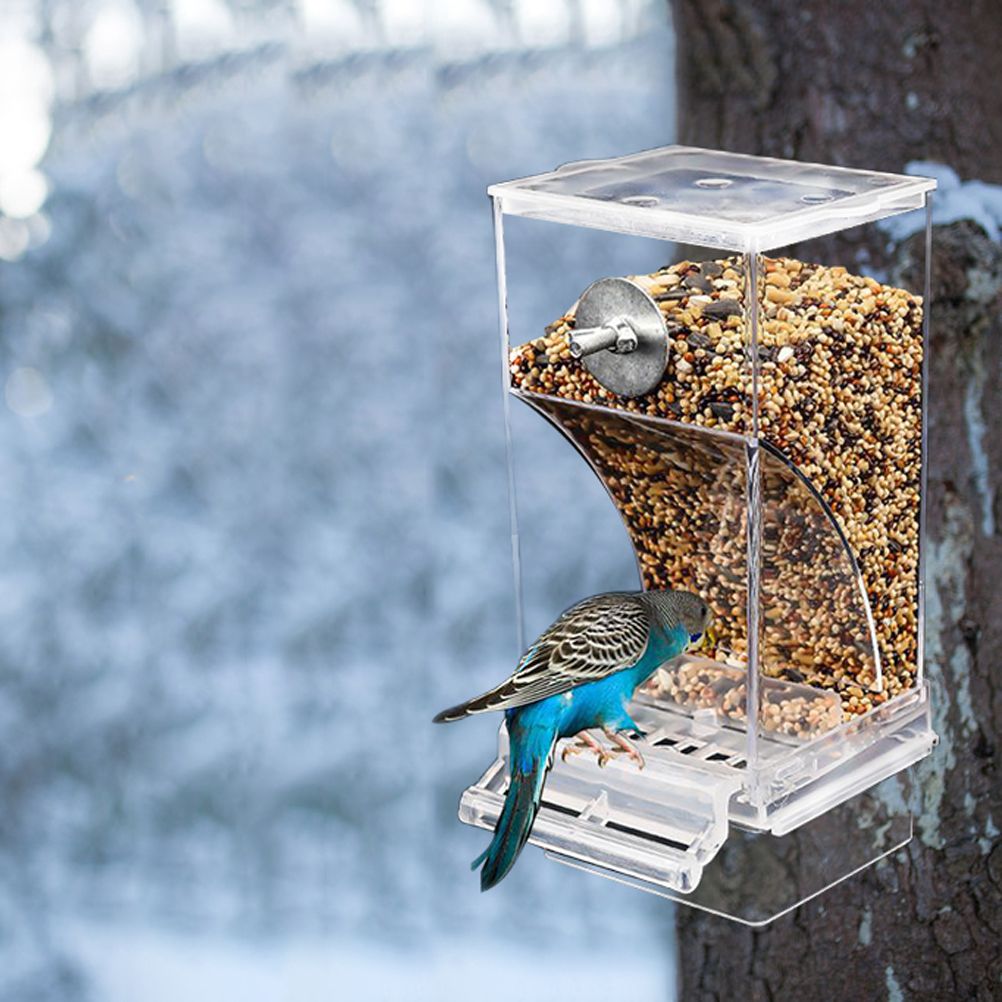 Bird Automatic Feeder Splash Proof Bird Feeder Bird Cage Accessories Bird Food Container for Parakeet Canary Cockatiel Finch
