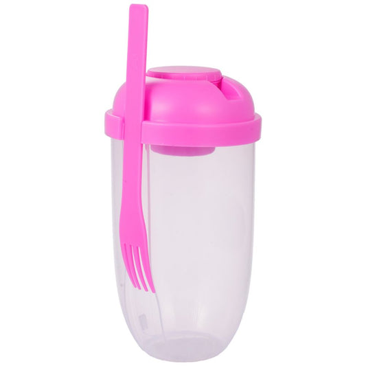 Fresh Salad Container Serving Cup with Dressing Container Fork Portable Plastic Food Storage Bottle for Picnic Lunch