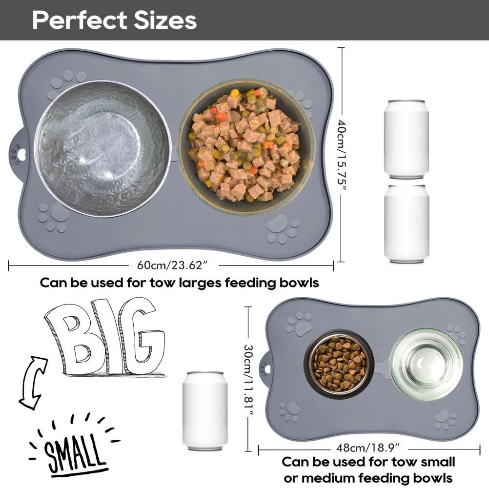 Pet Placemat for Dog and Cat Waterproof Silicone Pet Feeding Pad Non Slip Rollable Mat for Prevent Food and Water Overflow