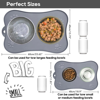 Pet Placemat for Dog and Cat Waterproof Silicone Pet Feeding Pad Non Slip Rollable Mat for Prevent Food and Water Overflow