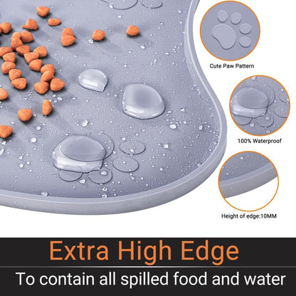 Pet Placemat for Dog and Cat Waterproof Silicone Pet Feeding Pad Non Slip Rollable Mat for Prevent Food and Water Overflow