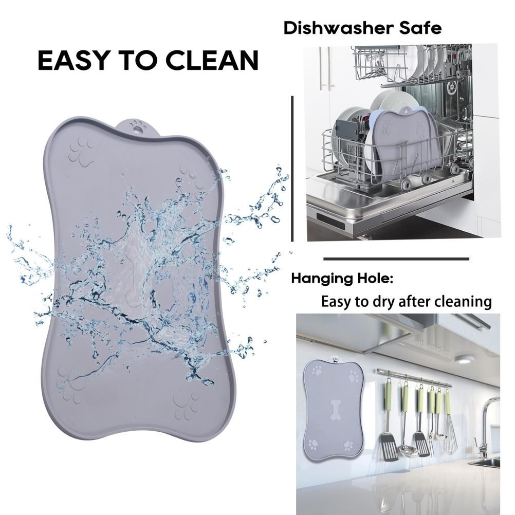 Pet Placemat for Dog and Cat Waterproof Silicone Pet Feeding Pad Non Slip Rollable Mat for Prevent Food and Water Overflow