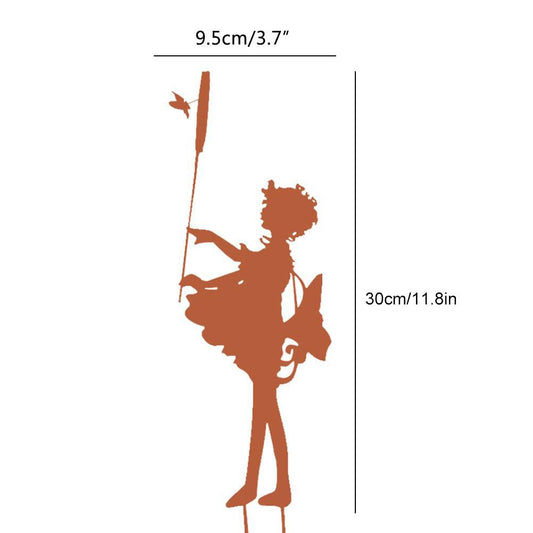 Decorative Garden Stakes Fairy Silhouette Metal Yard Stakes Arts Outdoor Garden Decor Spring Decor