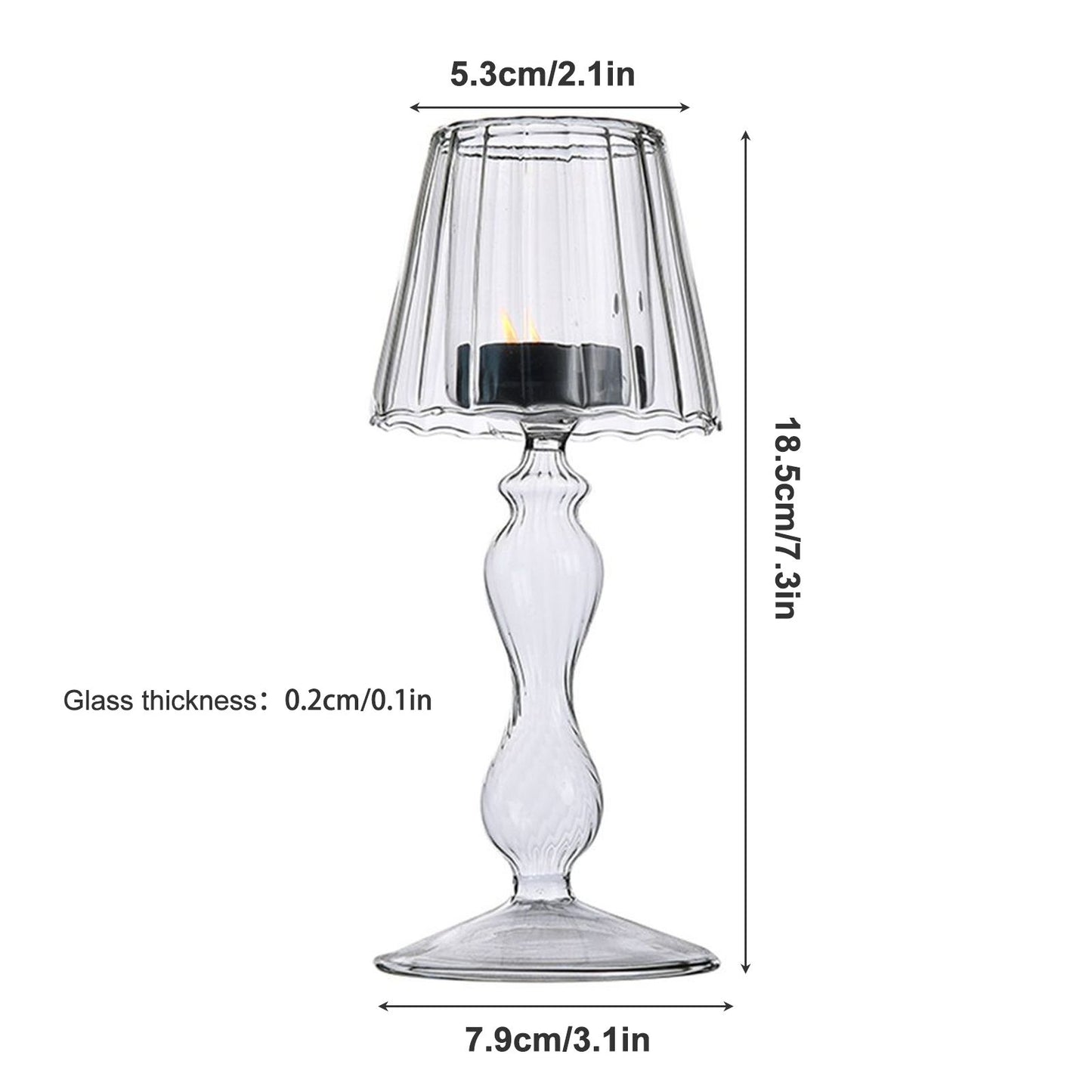Glass Candle Holder Tansparent Table Lamp Shape Candlestick Holder for Din