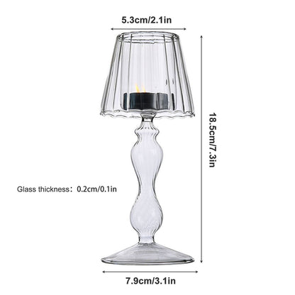 Glass Candle Holder Tansparent Table Lamp Shape Candlestick Holder for Din