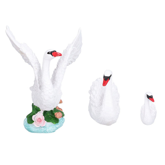 3pcs Resin Swan Ornaments Simulation Decorative Swan Figurine for Miniature Garden Home