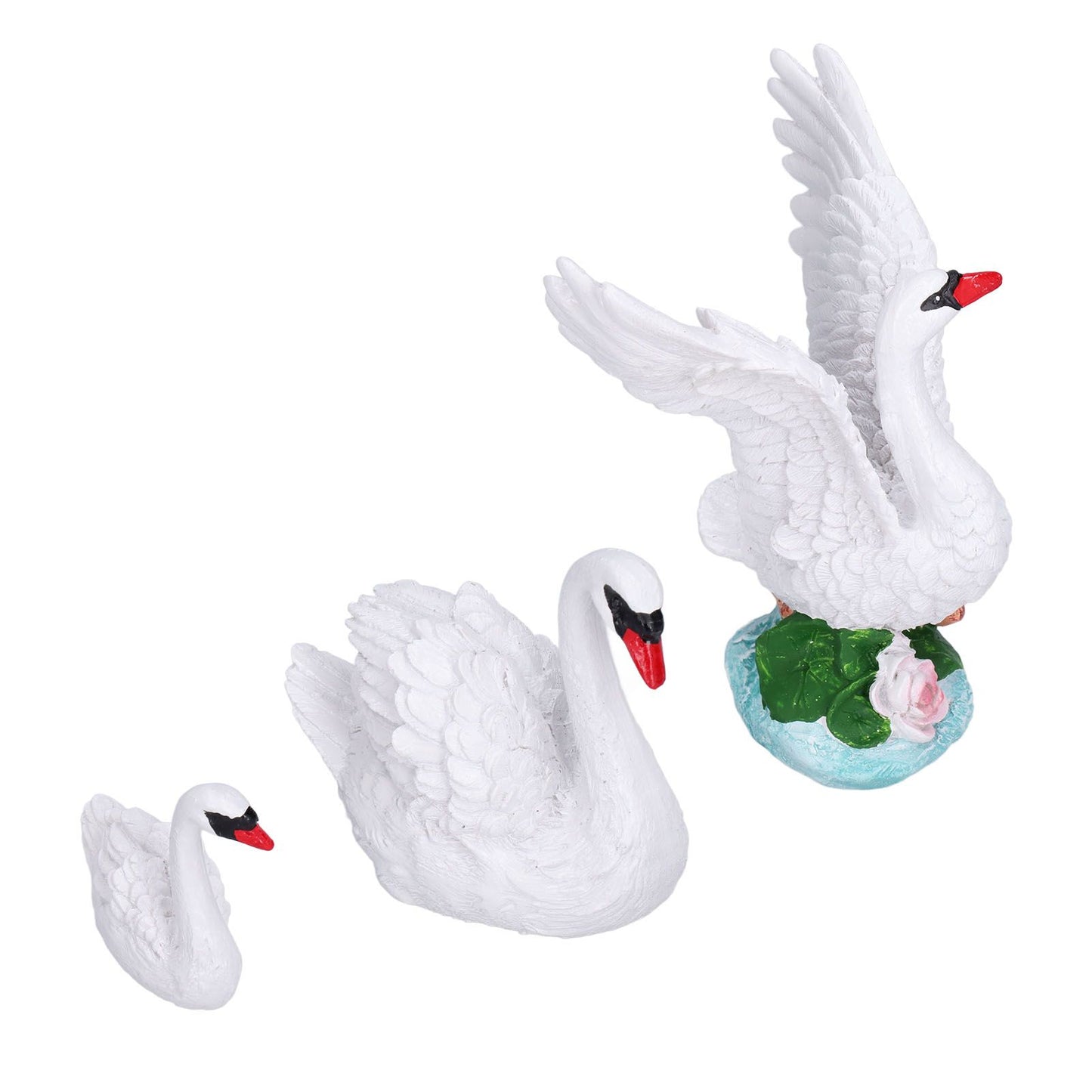 3pcs Resin Swan Ornaments Simulation Decorative Swan Figurine for Miniature Garden Home