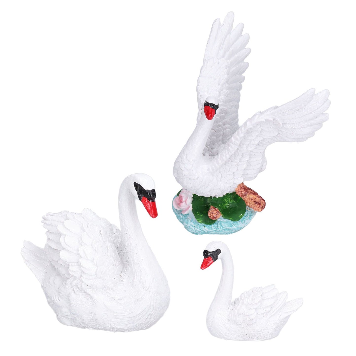 3pcs Resin Swan Ornaments Simulation Decorative Swan Figurine for Miniature Garden Home