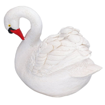 Resin White Swan Figurine Resin White Goose Statue for Outdoor Garden Yard Decoration